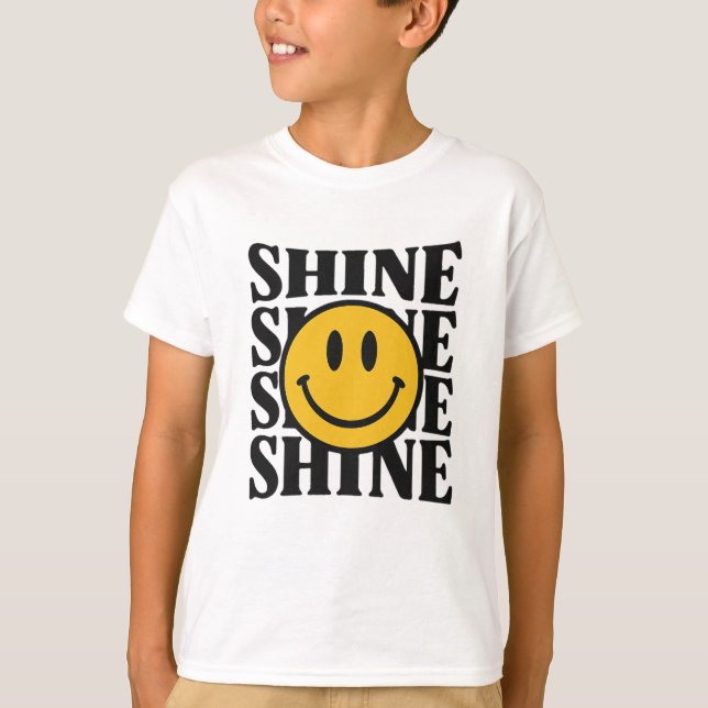 Camiseta SHINE Retro Smiley Face Bold Typography T-Shirt (Anverso)