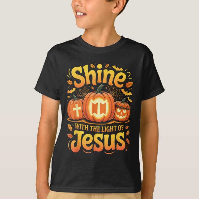Camiseta Shine With The Light Of Jesus Christian Halloween  (Anverso)