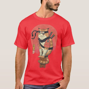 Camiseta Shinobi Cat Ukiyo-e Samurai Cat Arte japonés 