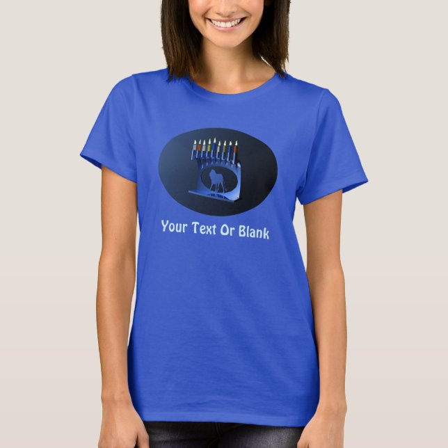 Camiseta Shiny Blue Chanukkah Menorah (Anverso)