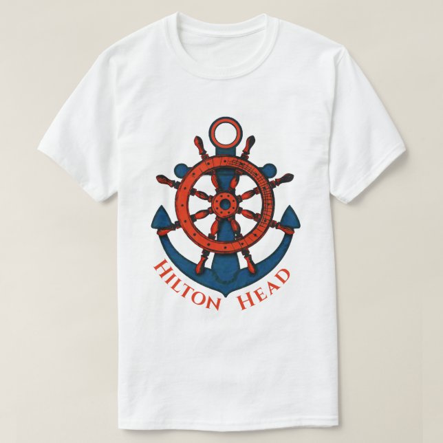 Camiseta Ships Wheel y Anchor Hilton Head Island, SC (Diseño del anverso)
