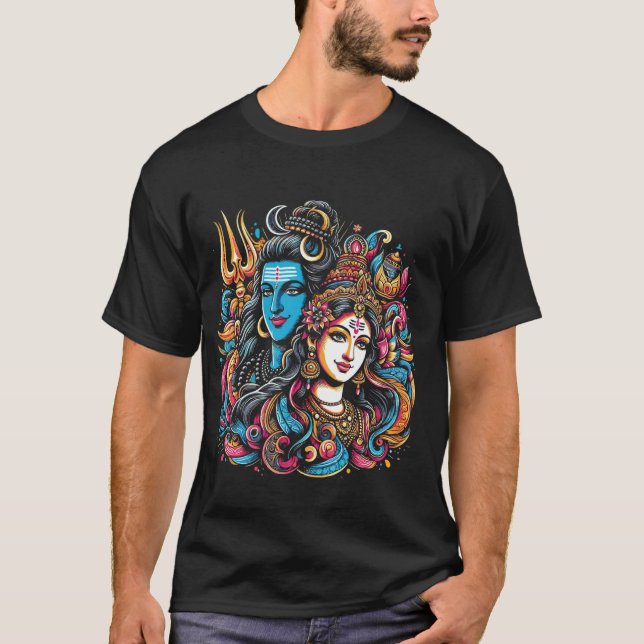 Camiseta Shiva Durga Dios hindú Mahadeva Diosa (Anverso)