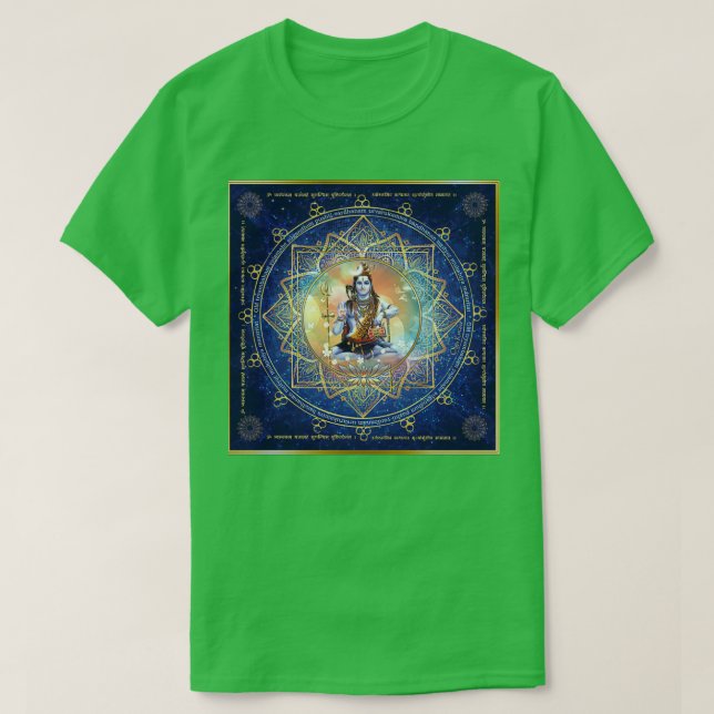 Camiseta Shiva Mahamrityunjaya La paz de la salud en la vid (Diseño del anverso)
