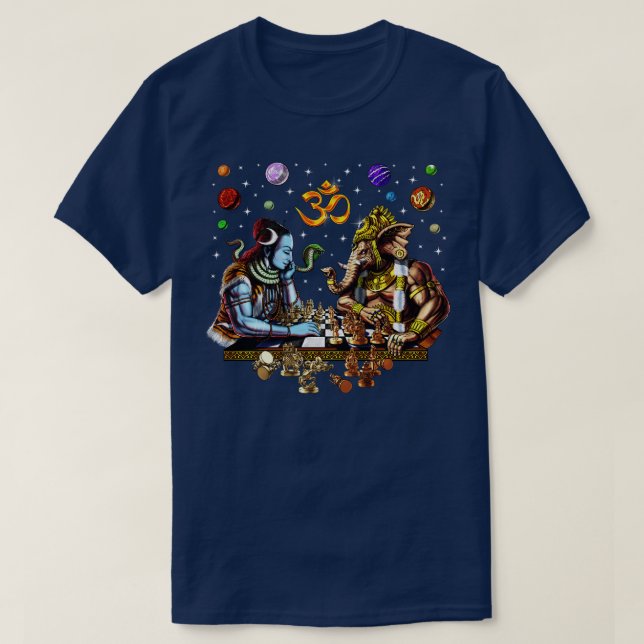 Camiseta Shiva vs Ganesha Hindu Chess (Diseño del anverso)