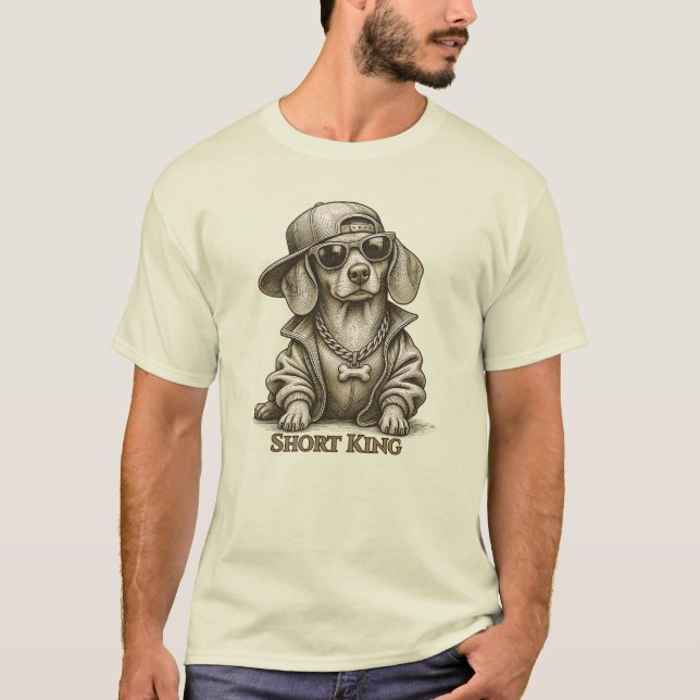 Camiseta Short King – Dachshund image. (Anverso)