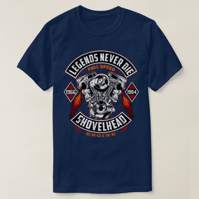 Camiseta SHOVELHEAD 19661984 MOOR Motocicletas Oldschool Ch (Diseño del anverso)