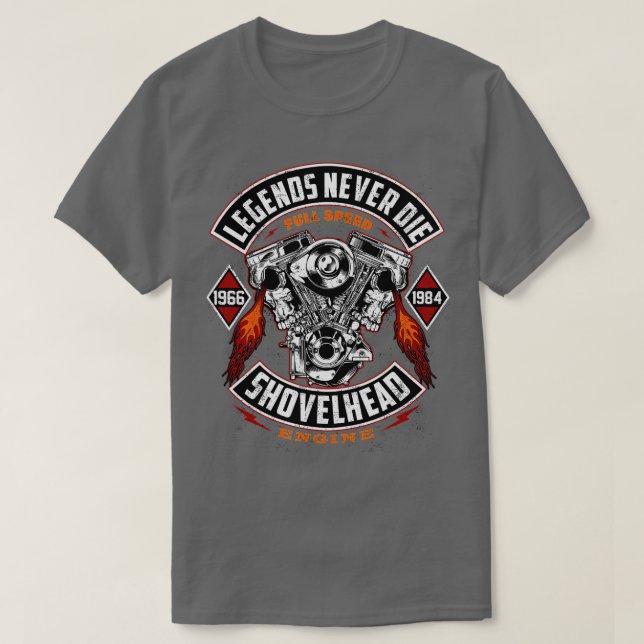 Camiseta SHOVELHEAD 1966-1984 Motocicletas MOTOR Oldschool  (Diseño del anverso)