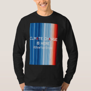 Camiseta ShowYourStripes CLIMATE CHANGE ESTÁ AQUÍ LA Guerra