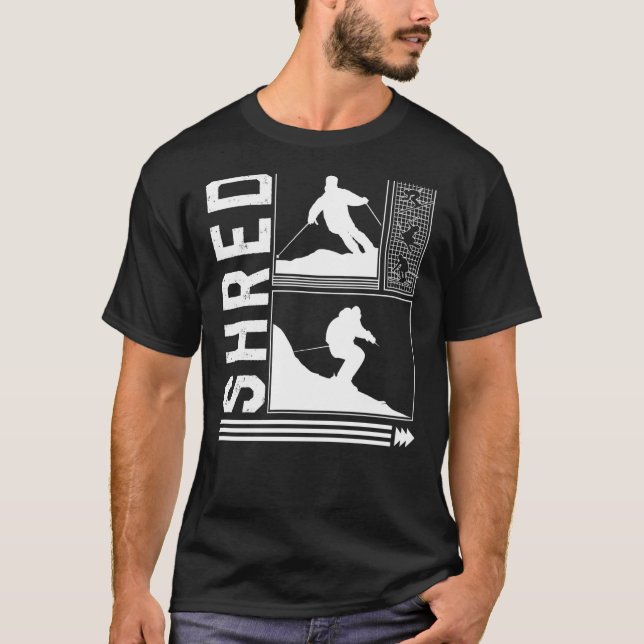 Camiseta Shred Skiing Skier Winter Snowboard Snowboarder (Anverso)