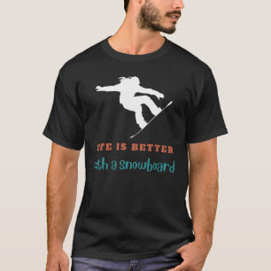 Camiseta Shred & Smile: Salto de la vida con un vaso de nie