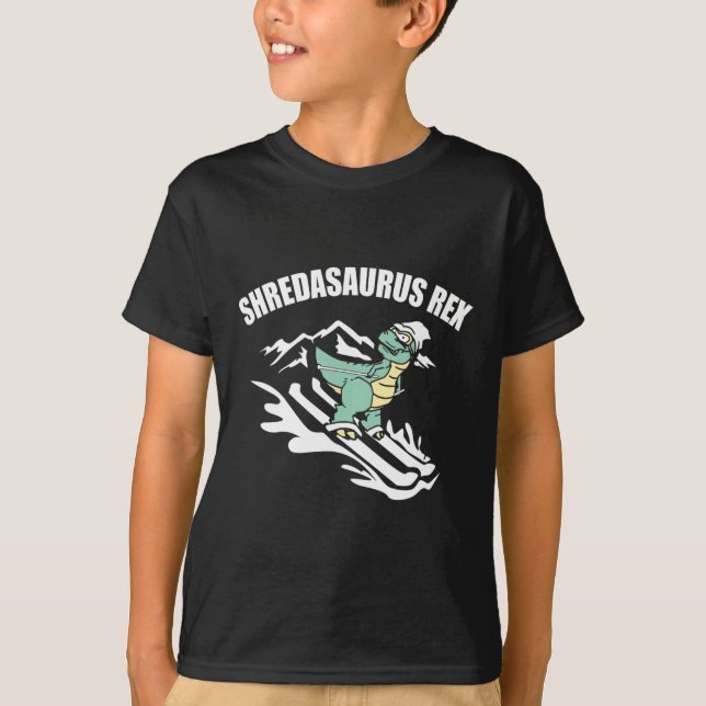 Camiseta Shredasaurus Rex Esquí Dinosaurio Niños Divertido  (Anverso)