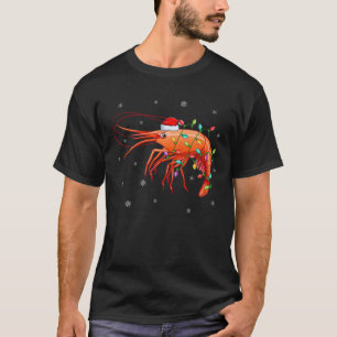 Camiseta Shrimp Fish Xmas Gorra de Renos Iluminado Shrimp C