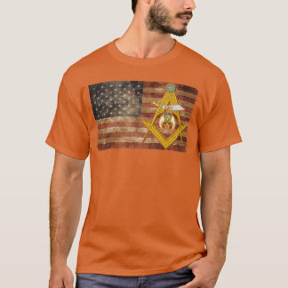 Camiseta Shriners USA Flag Emblem Compass Square Mason Fath