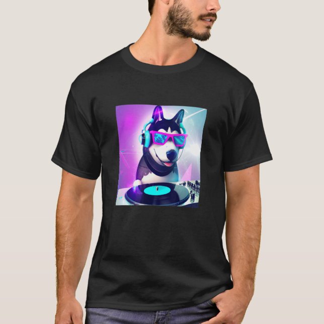 Camiseta Shusky Siberiano Vaporwave DJ Dog Aesthetic Boys G (Anverso)