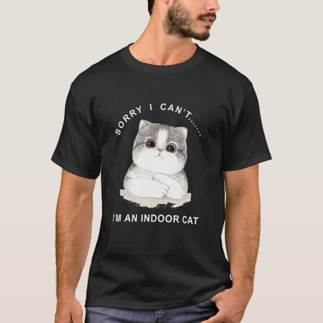Camiseta Shy Gray Kitty Siento no poder ser un gato interio (Anverso)