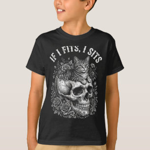 Camiseta Si cabe me siento calavera de gato negro humor min