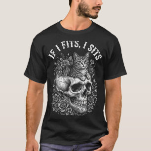 Camiseta Si cabe me siento calavera de gato negro humor min