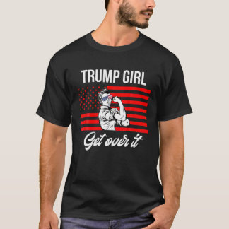 Camiseta Sí chica Trump supere a la bandera estadounidense 