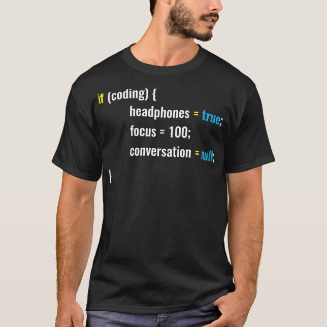 Camiseta Si codificar auriculares Diseñar Chiste de program (Anverso)