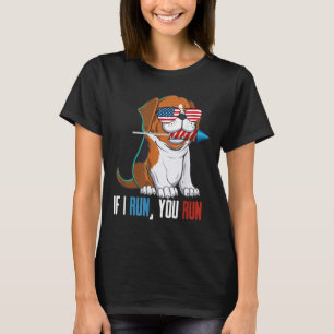 Camiseta Si Corro Ejecutas Fireworks Director Beagle Puppy