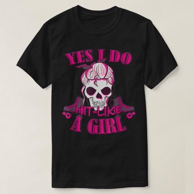 Camiseta Sí, Golpeo Como Un Roller Chica Derby Velocidad En (Diseño del anverso)