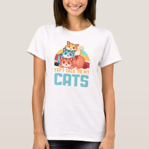 Camiseta Sí, hablo con el diseño de un gato de trío adorabl