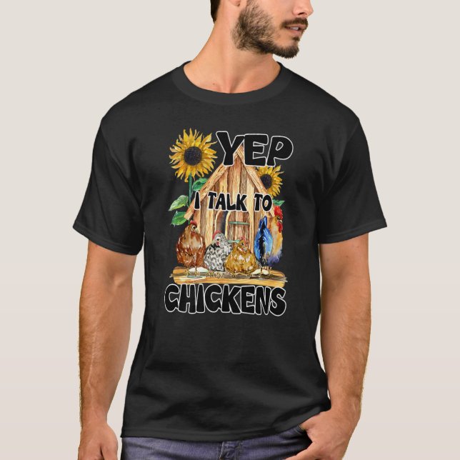 Camiseta Sí, Hablo Con Pollos Cuadros De Pollo (Anverso)
