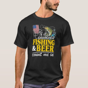 Camiseta Si Implica Pesca Y Cerveza, Cuéntame En La Bandera