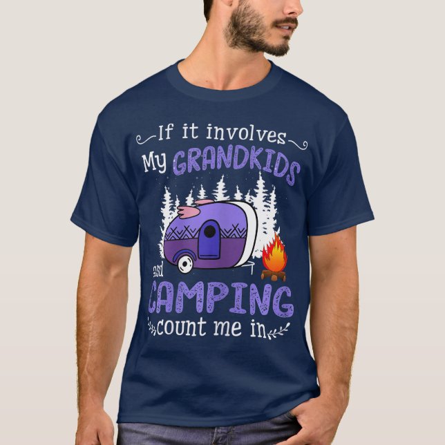Camiseta Si involucra a mis nietos y acampar, contadme (Anverso)