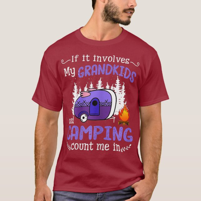 Camiseta Si involucra a mis nietos y acampar, contadme (Anverso)