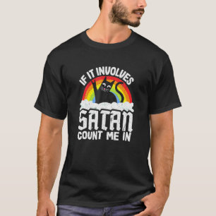 Camiseta Si Involucra a Satanás Cuéntame en Gato Heavy Meta