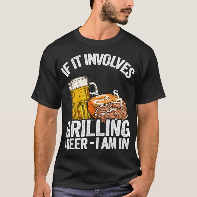 Camiseta Si involucra asar y craquear cerdo de cerveza, pap (Anverso)