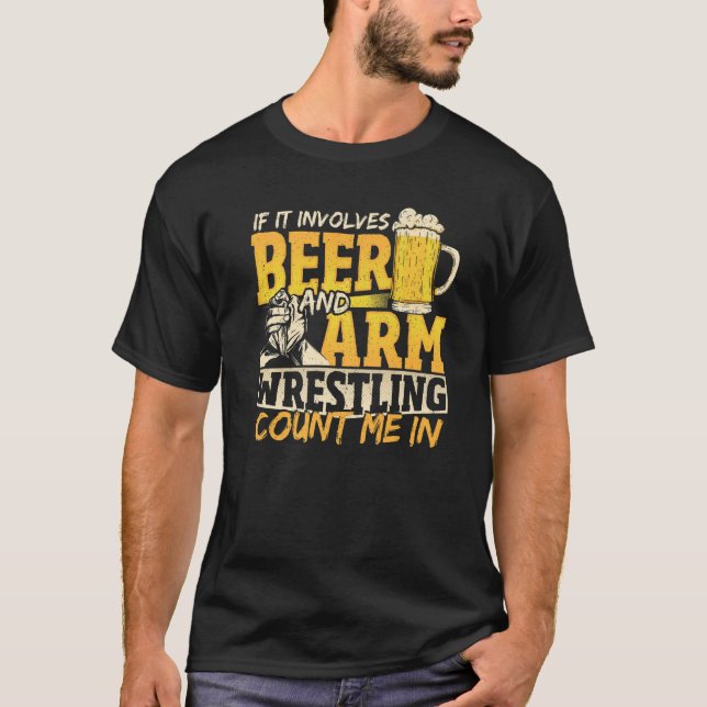 Camiseta Si involucra la lucha de cerveza y armas (Anverso)
