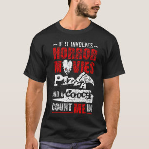 Camiseta Si involucra películas de terror, pizza y un sofá