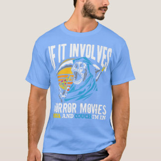 Camiseta Si involucra películas de terror Pizza y una silla