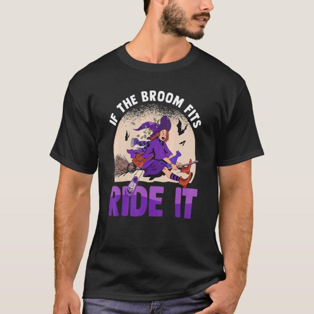 Camiseta Si La Broom Se Encaja Con El Salto De Halloween (Anverso)