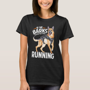 Camiseta Si ladra comienza a correr perro policía K9 pastor