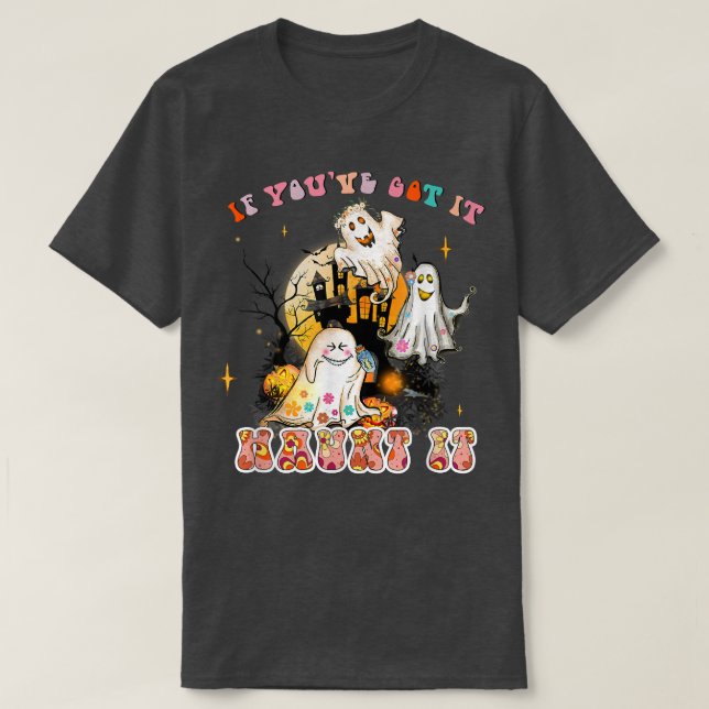 Camiseta Si lo tienes embrujado Fantasma Floral Hippe Hallo (Diseño del anverso)