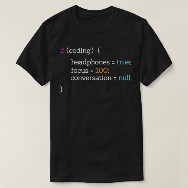 Camiseta Si los auriculares de codificación se centran en l (Diseño del anverso)