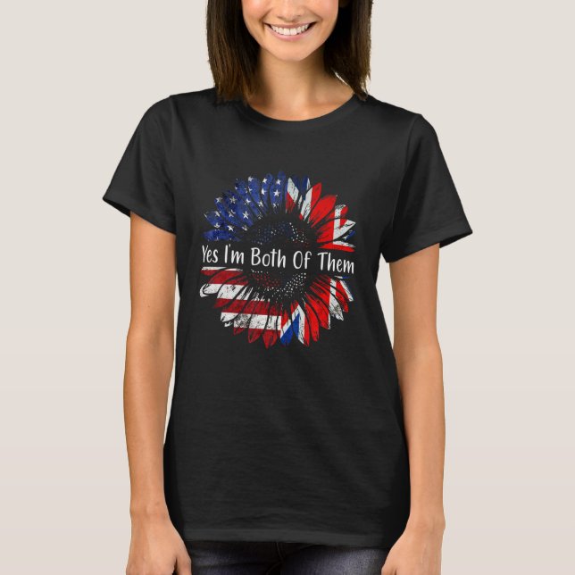 Camiseta Sí, los dos soy mitad estadounidense mitad inglés  (Anverso)