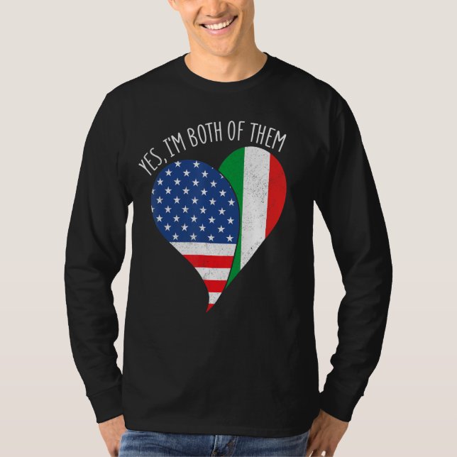 Camiseta Sí, los dos soy mitad estadounidense mitad italian (Anverso)