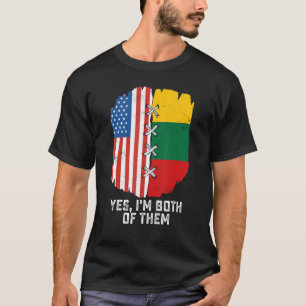 Camiseta Sí, los dos soy mitad estadounidense mitad lituano