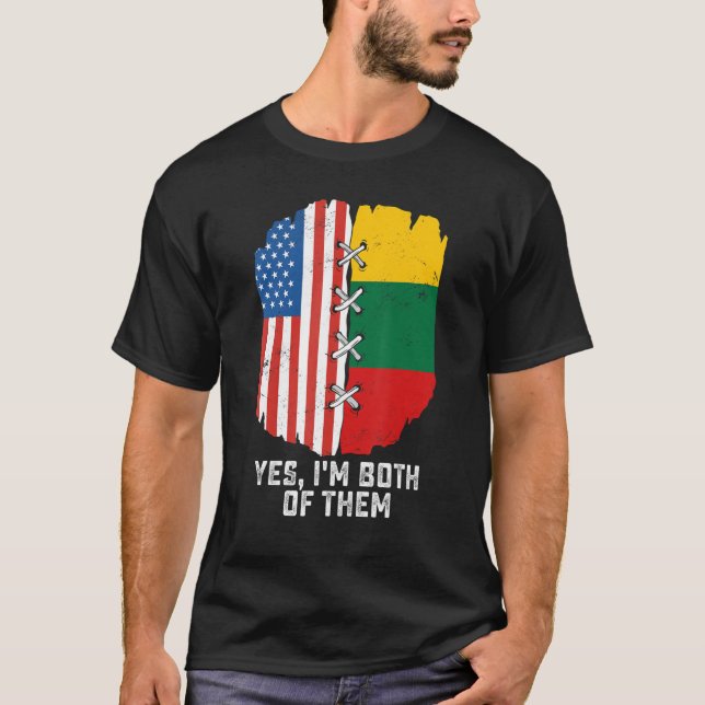 Camiseta Sí, los dos soy mitad estadounidense mitad lituano (Anverso)