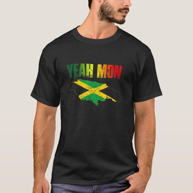 Camiseta Sí Mon Bandera Jamaiquina Vacaciones Retro Jamaica (Anverso)
