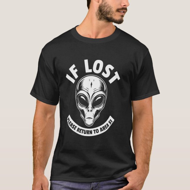 Camiseta Si se pierde, devuélvase a la cabeza alienígena de (Anverso)