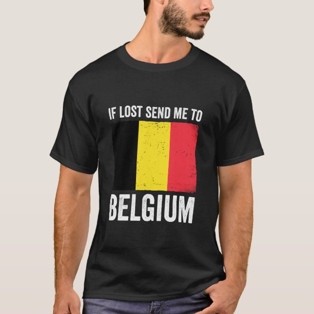 Camiseta Si se pierde envíeme a Bélgica (Anverso)