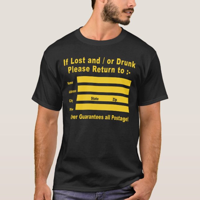 Camiseta Si se pierde y/o se bebe, regrese a (Anverso)