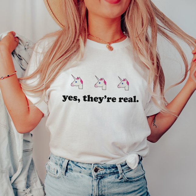 Camiseta Sí, son reales | Graciosa Emoji Unicornio (Subido por el creador)