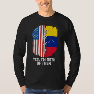 Camiseta Sí, soy ambos mitad americano mitad venezolano