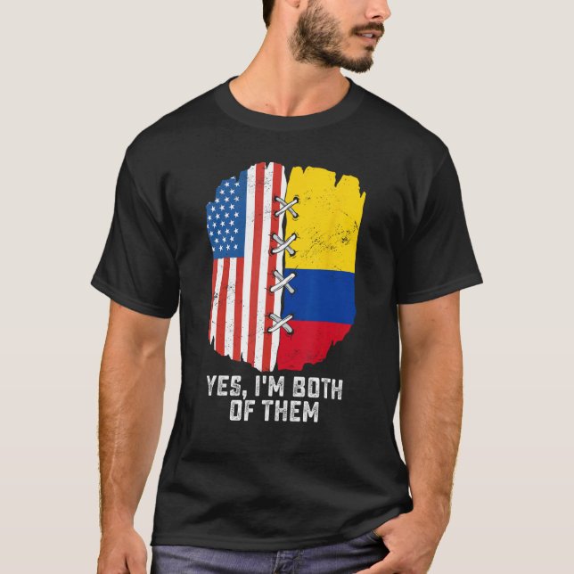 Camiseta Sí, soy ambos mitad norteamericanos mitad colombia (Anverso)